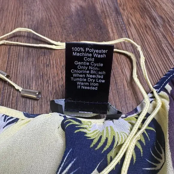 Ann Taylor LARGE sheer yellow floral long sleeve blouse - Picture 10 of 12